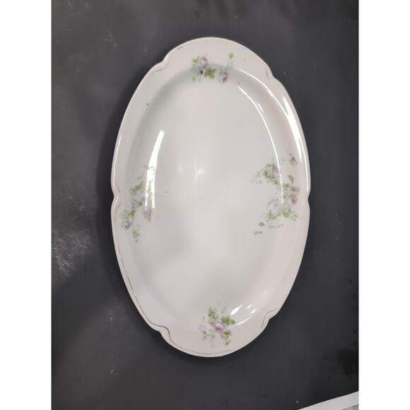 Alice Austria Vintage Platter, Purple Roses Design, 14" Porcelain Dish, Decor - Picture 2 of 10